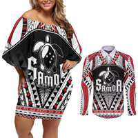 Samoa Independence Day Couples Matching Off Shoulder Short Dress and Long Sleeve Button Shirt Proud To Be Samoan