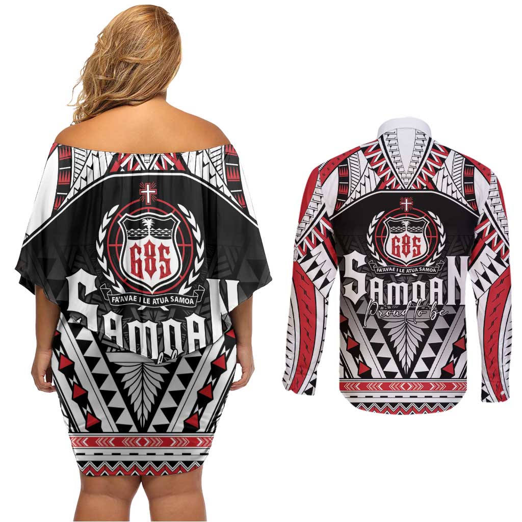 Samoa Independence Day Couples Matching Off Shoulder Short Dress and Long Sleeve Button Shirt Proud To Be Samoan