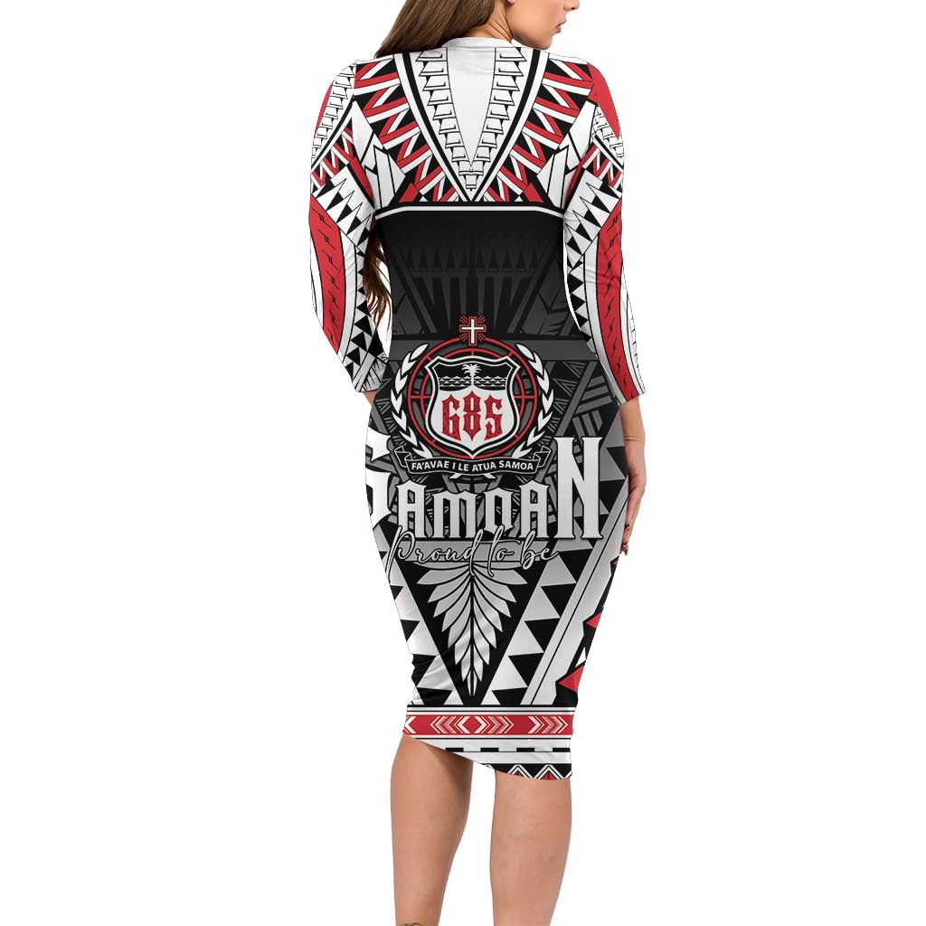 Samoa Independence Day Long Sleeve Bodycon Dress Proud To Be Samoan