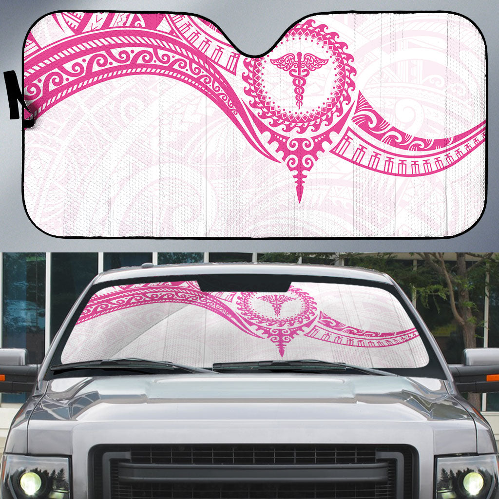 New Zealand Aotearoa Auto Sun Shade Nurse Tribal Pink Version LT05 Pink - Polynesian Pride