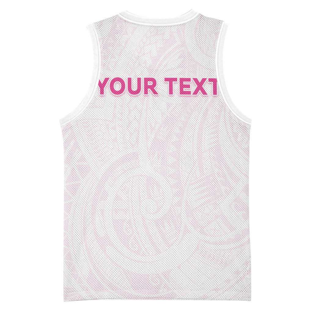 Personalised New Zealand Aotearoa Basketball Jersey Nurse Tribal Pink Version
