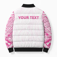 Personalised New Zealand Aotearoa Bomber Puffer Jacket Nurse Tribal Pink Version LT05 - Polynesian Pride