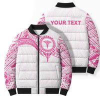 Personalised New Zealand Aotearoa Bomber Puffer Jacket Nurse Tribal Pink Version LT05 - Polynesian Pride