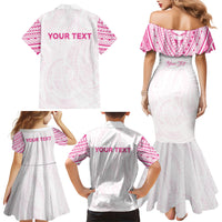 Personalised New Zealand Aotearoa Family Matching Mermaid Dress and Hawaiian Shirt Nurse Tribal Pink Version