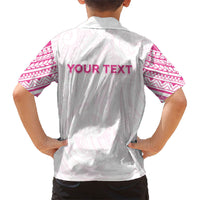Personalised New Zealand Aotearoa Family Matching Off The Shoulder Long Sleeve Dress and Hawaiian Shirt Nurse Tribal Pink Version