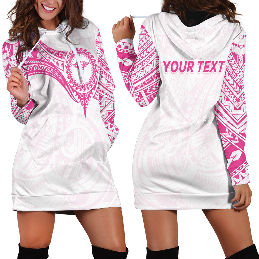 Personalised New Zealand Aotearoa Hoodie Dress Nurse Tribal Pink Version