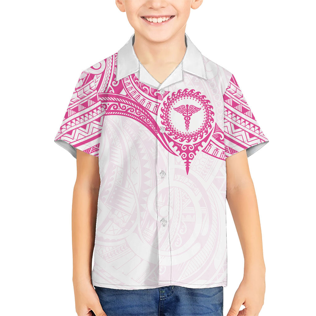 Personalised New Zealand Aotearoa Kid Hawaiian Shirt Nurse Tribal Pink Version