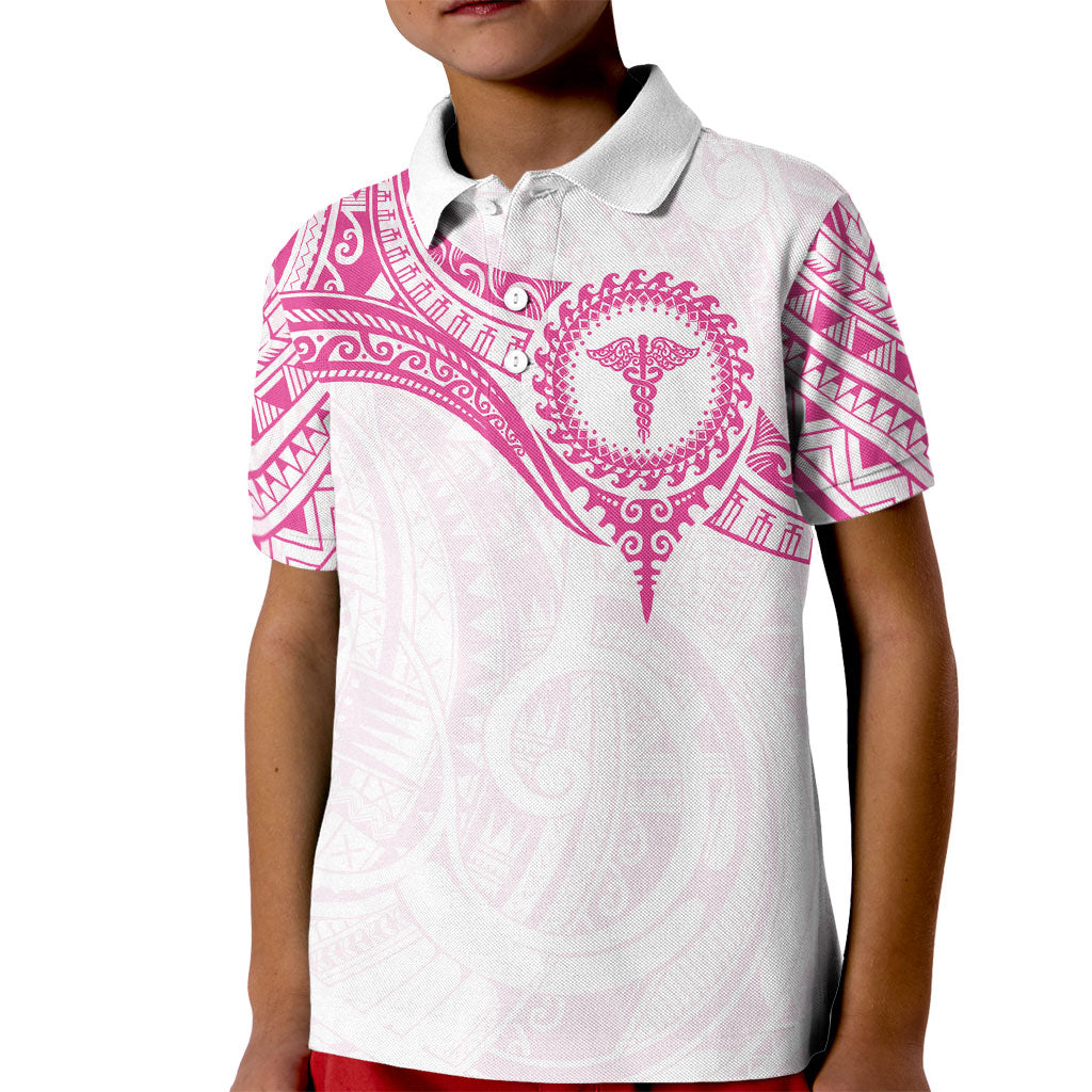 Personalised New Zealand Aotearoa Kid Polo Shirt Nurse Tribal Pink Version LT05 Kid Pink - Polynesian Pride