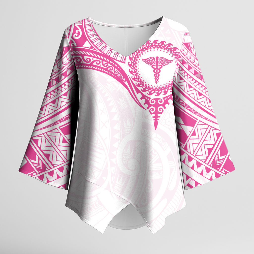Personalised New Zealand Aotearoa Kimono Sleeve Blouse Nurse Tribal Pink Version