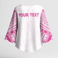Personalised New Zealand Aotearoa Kimono Sleeve Blouse Nurse Tribal Pink Version