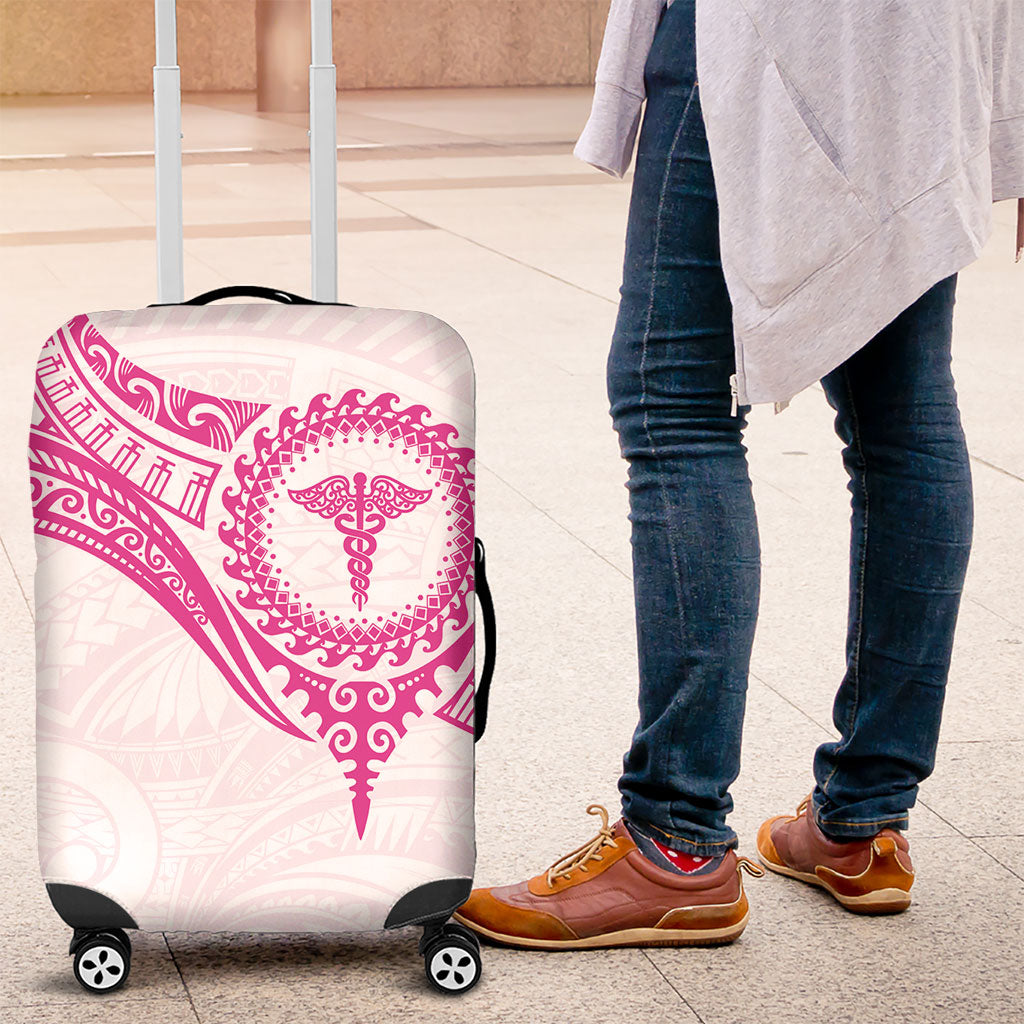 New Zealand Aotearoa Luggage Cover Nurse Tribal Pink Version