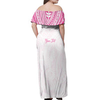 Personalised New Zealand Aotearoa Off Shoulder Maxi Dress Nurse Tribal Pink Version LT05 - Polynesian Pride