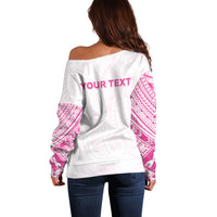 Personalised New Zealand Aotearoa Off Shoulder Sweater Nurse Tribal Pink Version LT05 - Polynesian Pride
