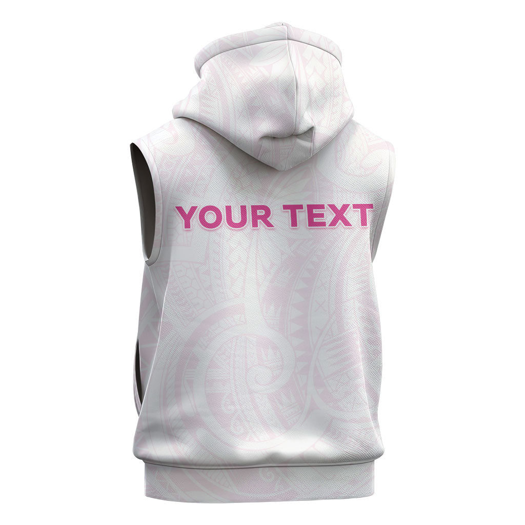 Personalised New Zealand Aotearoa Sleeveless Zip Hoodie Nurse Tribal Pink Version
