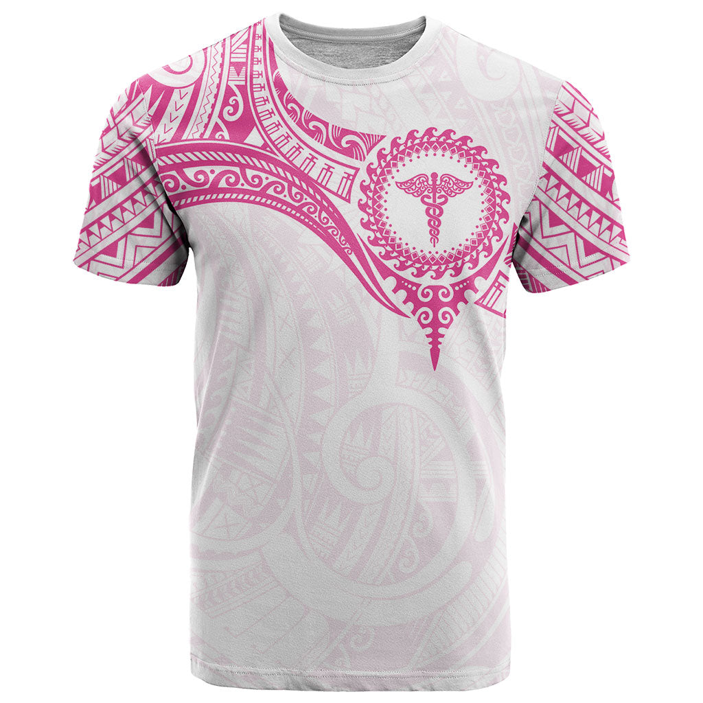 Personalised New Zealand Aotearoa T Shirt Nurse Tribal Pink Version
