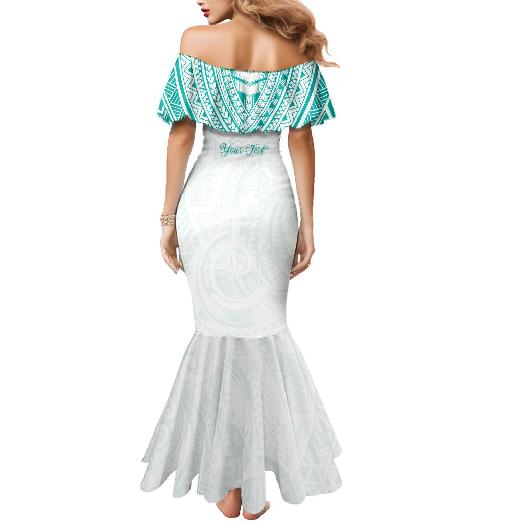 Personalised New Zealand Aotearoa Family Matching Mermaid Dress and Hawaiian Shirt Nurse Tribal Teal Version
