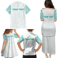Personalised New Zealand Aotearoa Family Matching Puletasi and Hawaiian Shirt Nurse Tribal Teal Version