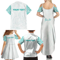 Personalised New Zealand Aotearoa Family Matching Summer Maxi Dress and Hawaiian Shirt Nurse Tribal Teal Version