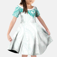 Personalised New Zealand Aotearoa Family Matching Tank Maxi Dress and Hawaiian Shirt Nurse Tribal Teal Version LT05 Daughter's Dress Teal - Polynesian Pride