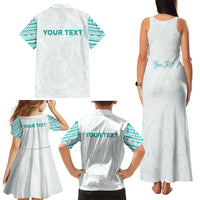 Personalised New Zealand Aotearoa Family Matching Tank Maxi Dress and Hawaiian Shirt Nurse Tribal Teal Version LT05 - Polynesian Pride