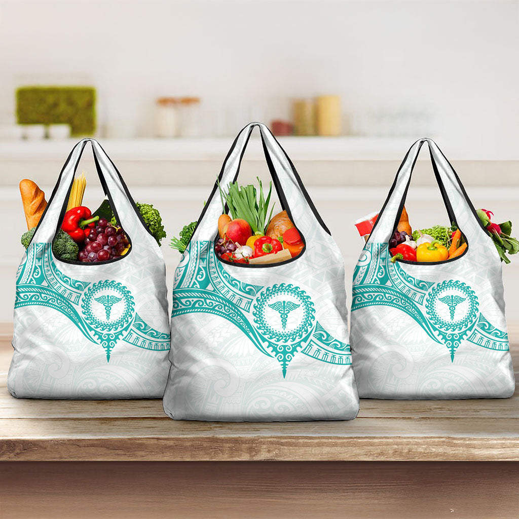 New Zealand Aotearoa Grocery Bag Nurse Tribal Teal Version