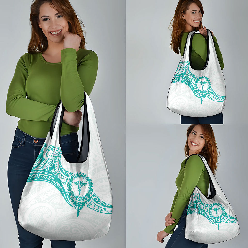 New Zealand Aotearoa Grocery Bag Nurse Tribal Teal Version