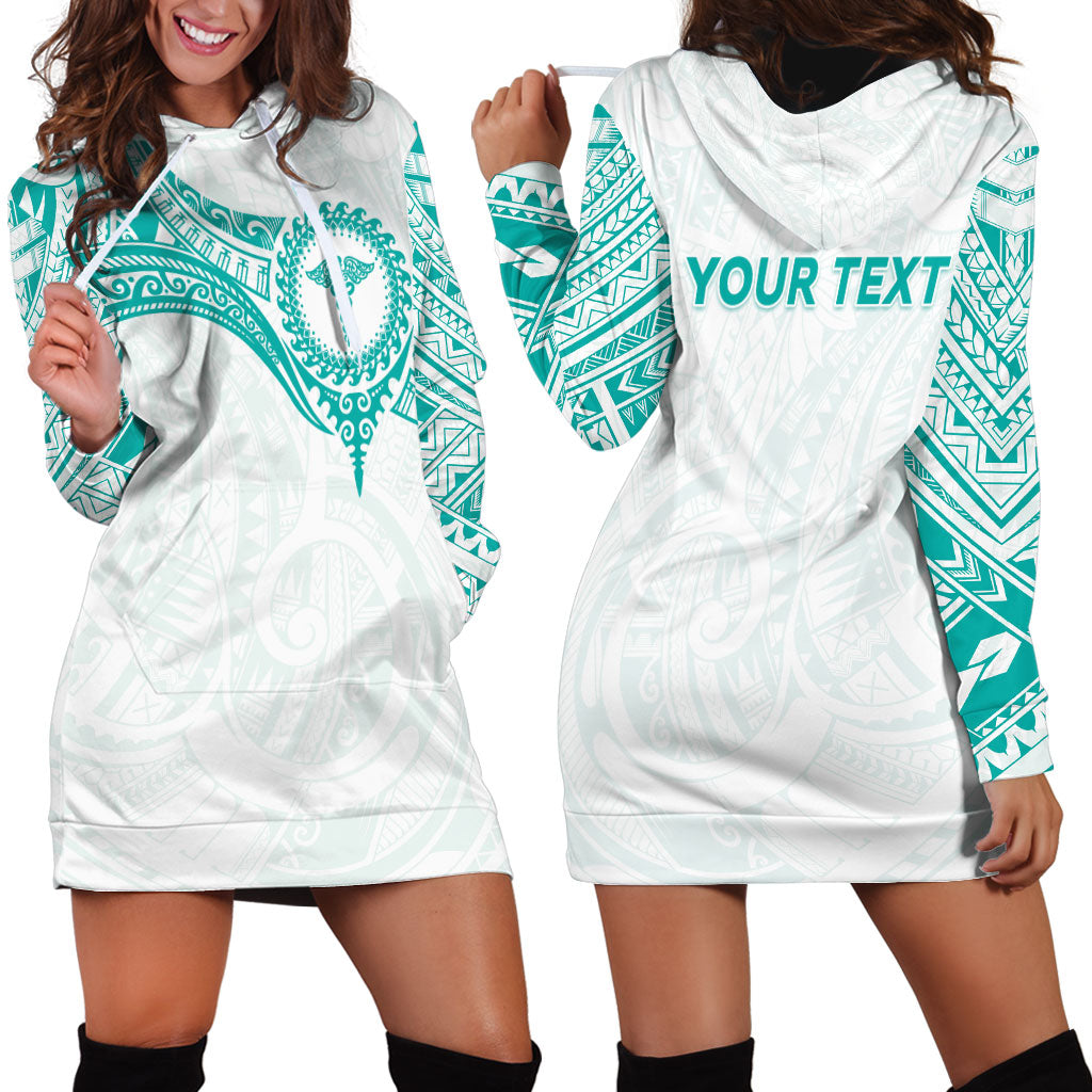 Personalised New Zealand Aotearoa Hoodie Dress Nurse Tribal Teal Version