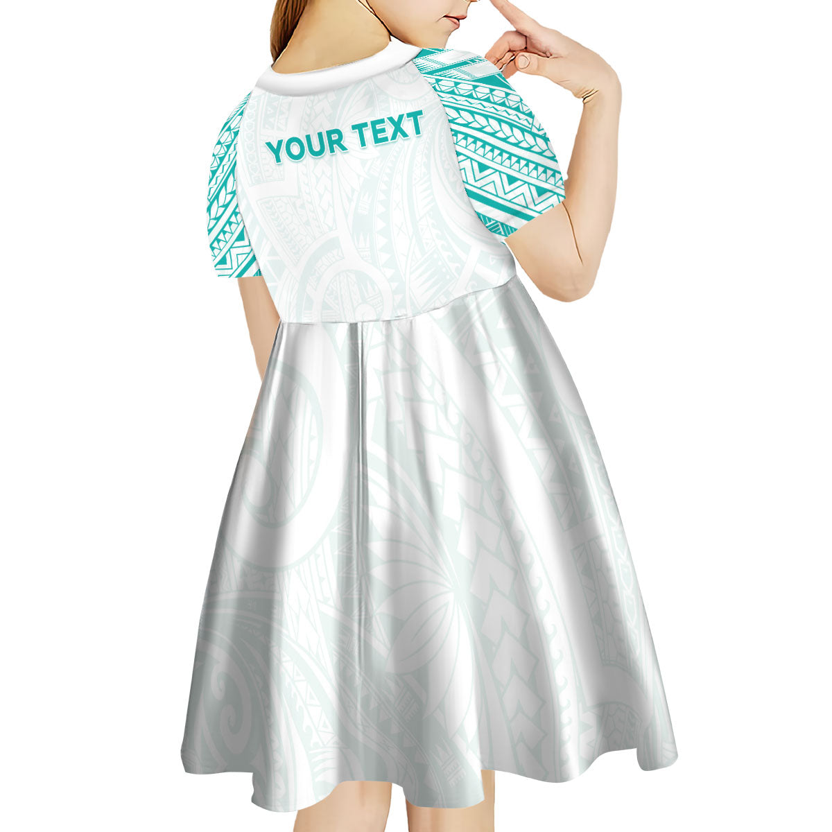 Personalised New Zealand Aotearoa Kid Short Sleeve Dress Nurse Tribal Teal Version