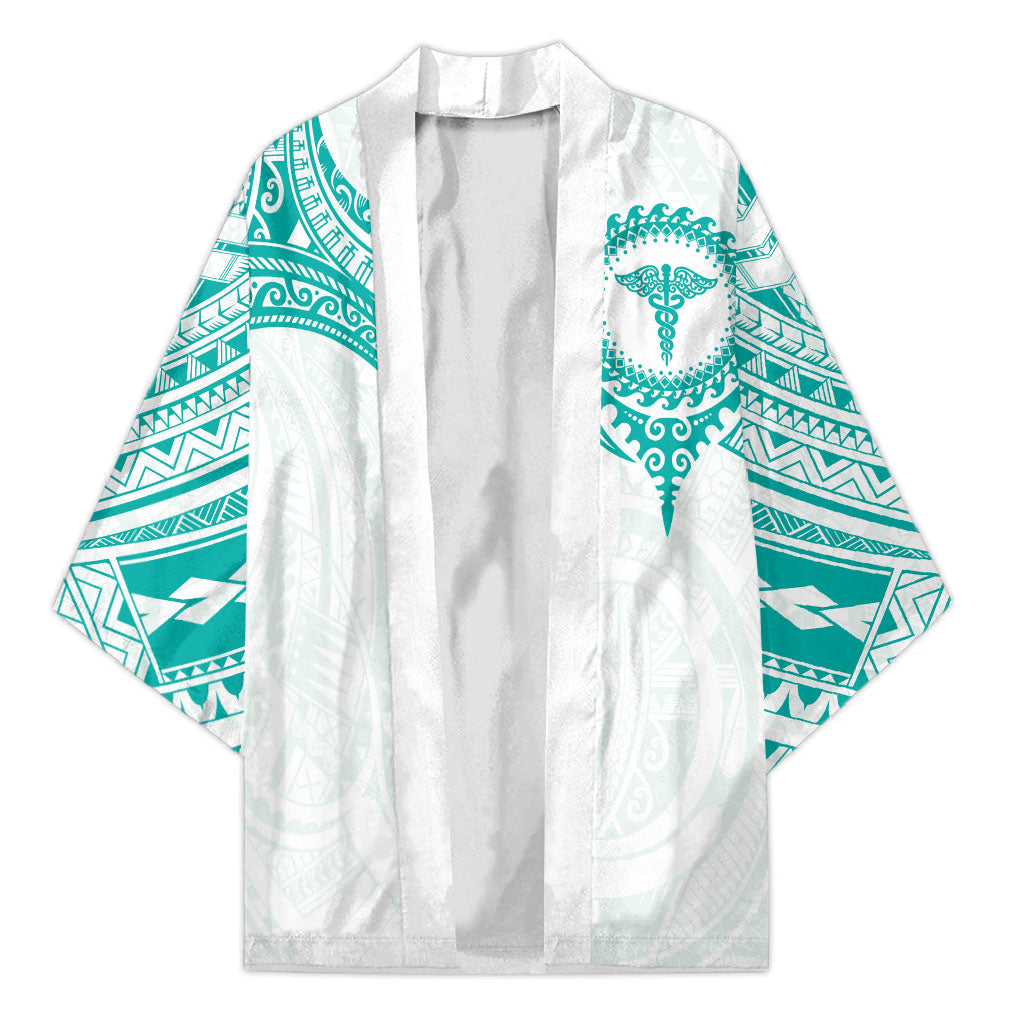 Personalised New Zealand Aotearoa Kimono Nurse Tribal Teal Version LT05 Unisex Teal - Polynesian Pride