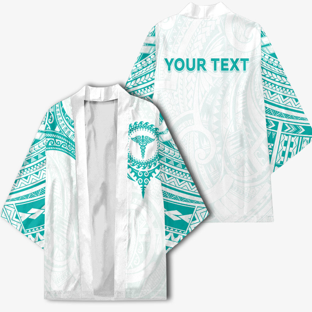 Personalised New Zealand Aotearoa Kimono Nurse Tribal Teal Version LT05 - Polynesian Pride