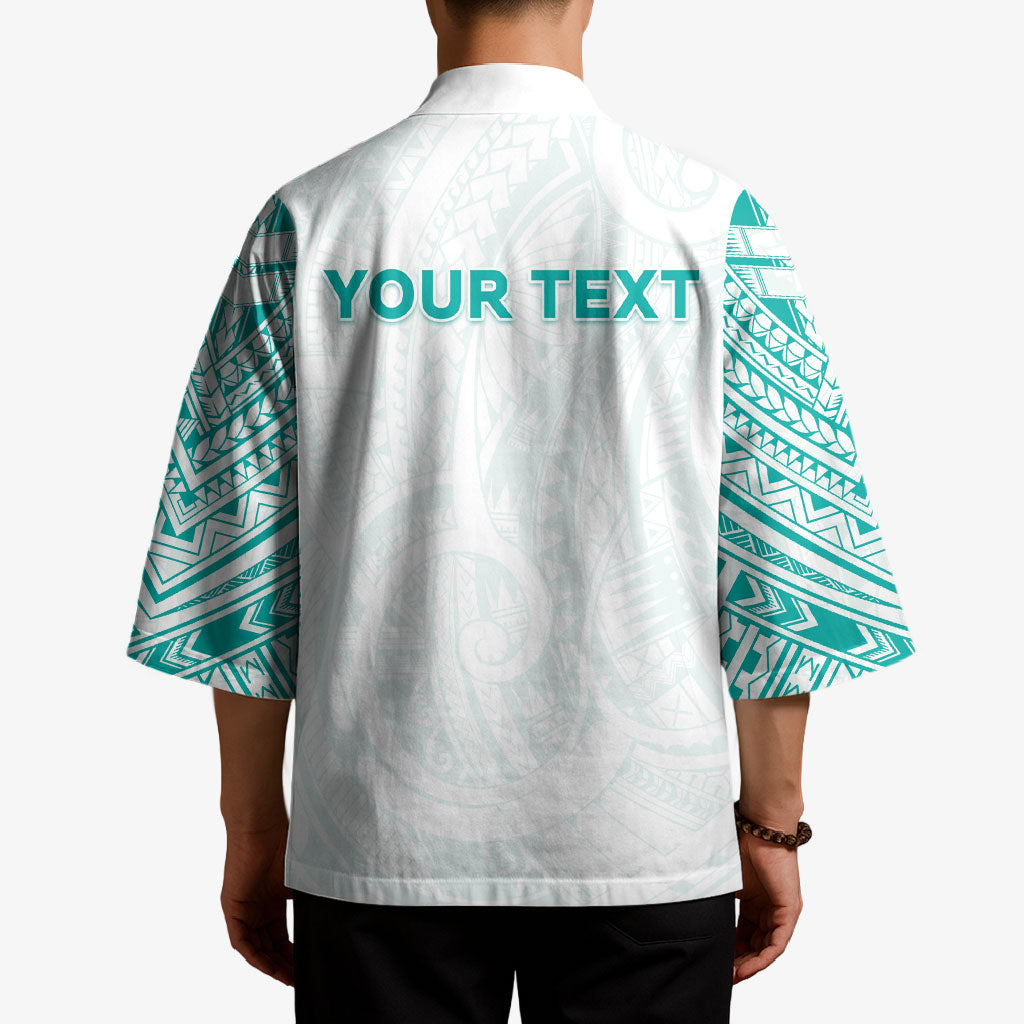 Personalised New Zealand Aotearoa Kimono Nurse Tribal Teal Version LT05 - Polynesian Pride