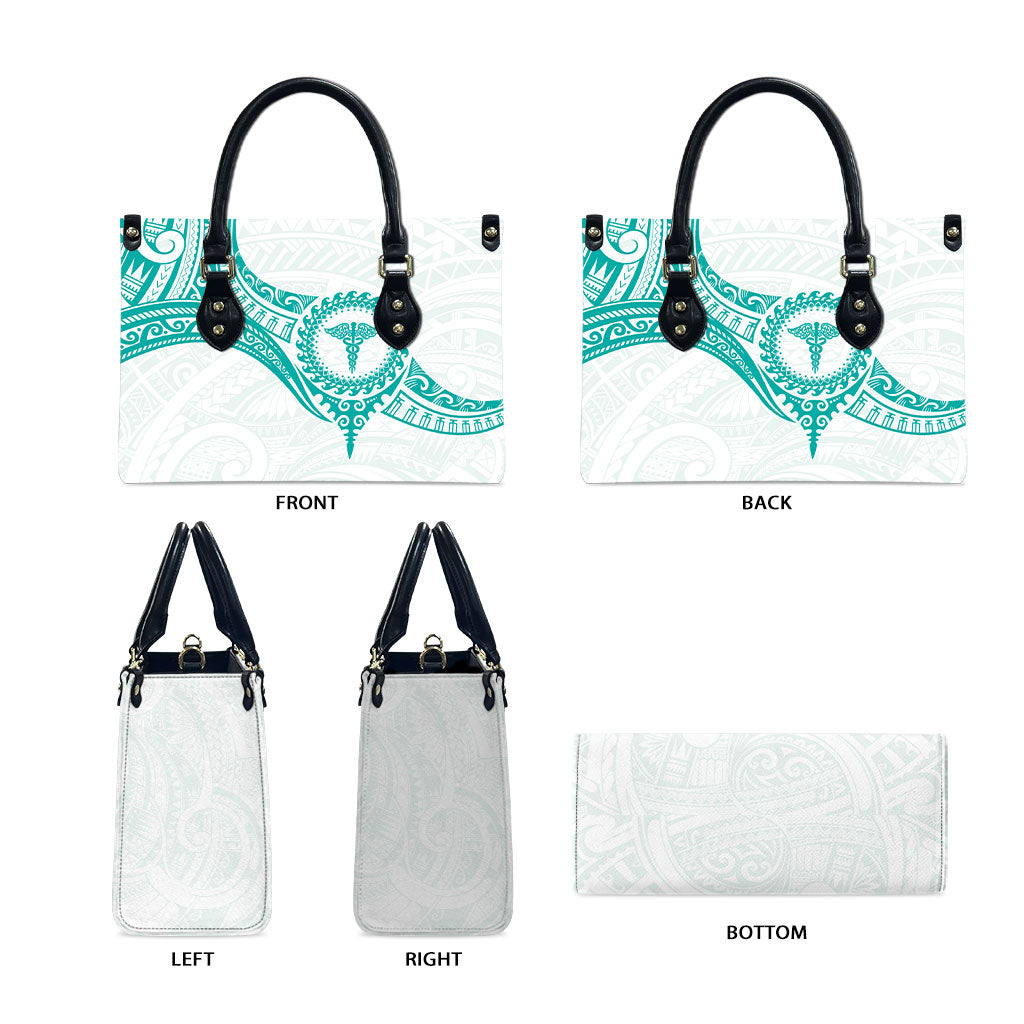 New Zealand Aotearoa Leather Bag Nurse Tribal Teal Version
