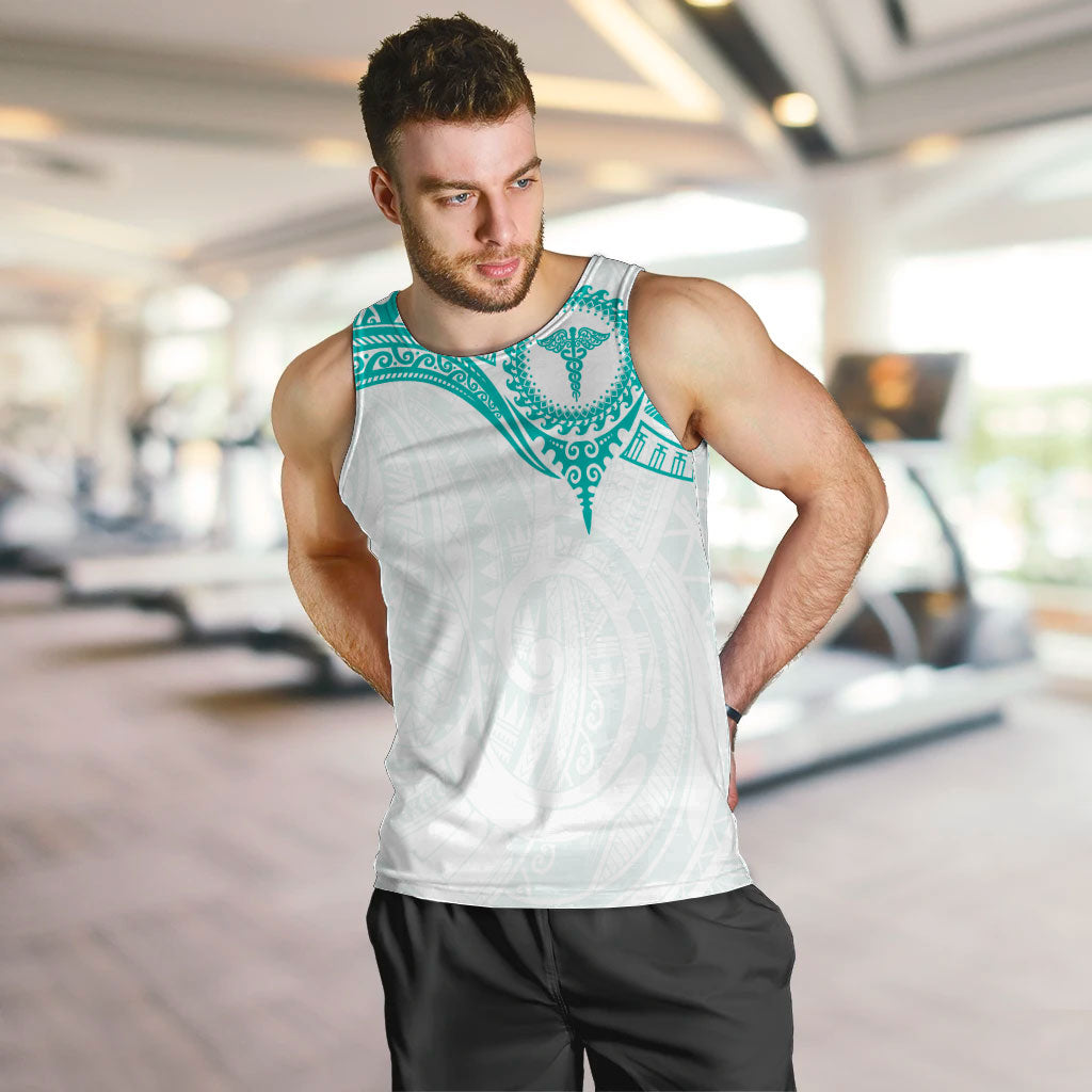 Personalised New Zealand Aotearoa Men Tank Top Nurse Tribal Teal Version