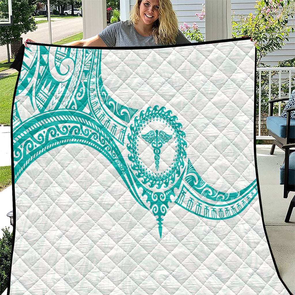 New Zealand Aotearoa Quilt Nurse Tribal Teal Version