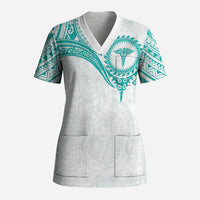 Personalised New Zealand Aotearoa Scrub Top Nurse Tribal Teal Version LT05 Adult Teal - Polynesian Pride