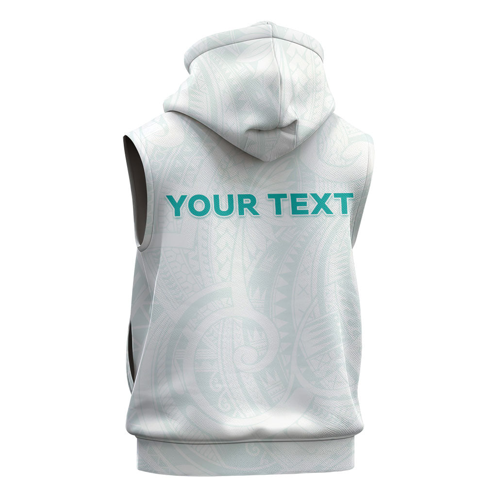 Personalised New Zealand Aotearoa Sleeveless Zip Hoodie Nurse Tribal Teal Version