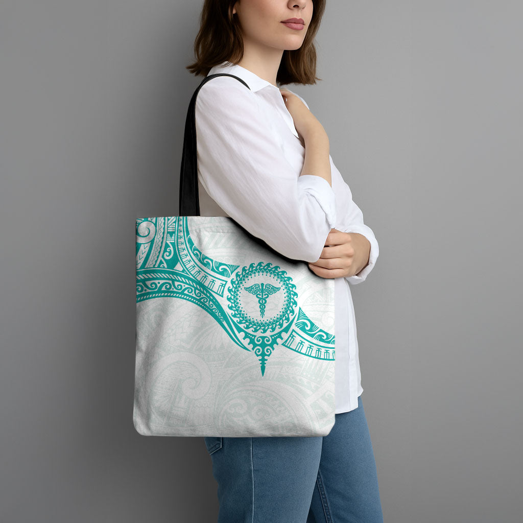 New Zealand Aotearoa Tote Bag Nurse Tribal Teal Version LT05 - Polynesian Pride