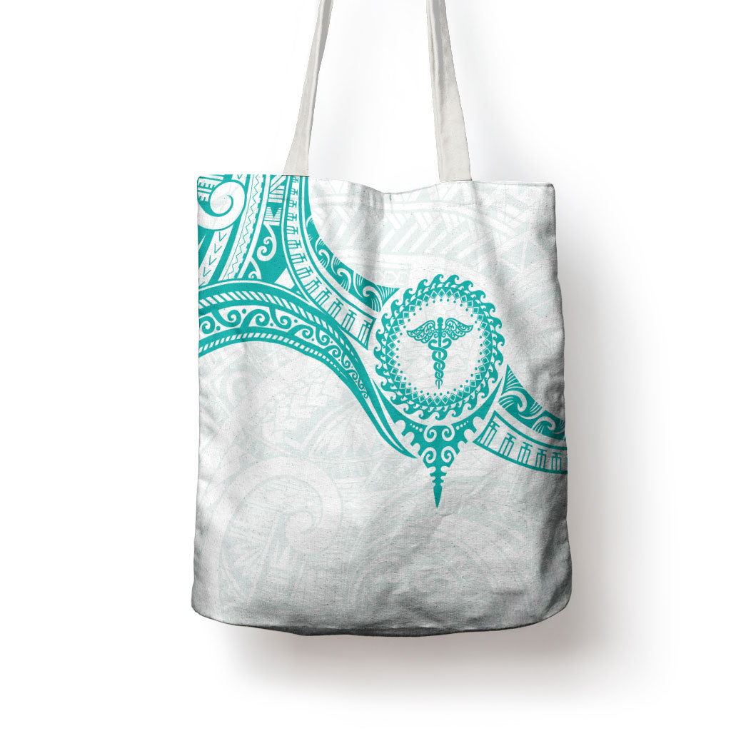 New Zealand Aotearoa Tote Bag Nurse Tribal Teal Version LT05 - Polynesian Pride