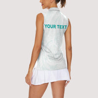 Personalised New Zealand Aotearoa Women Sleeveless Polo Shirt Nurse Tribal Teal Version