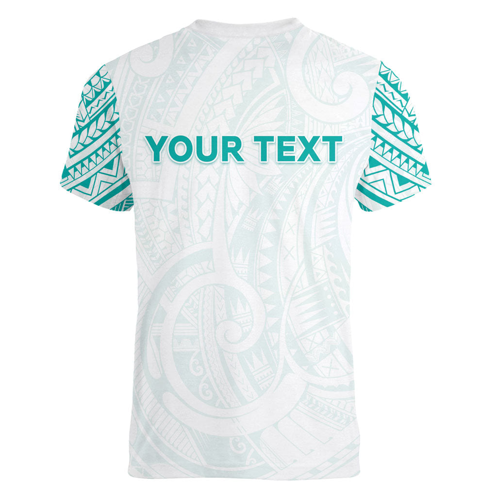 Personalised New Zealand Aotearoa Women V-Neck T-Shirt Nurse Tribal Teal Version