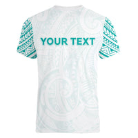 Personalised New Zealand Aotearoa Women V-Neck T-Shirt Nurse Tribal Teal Version