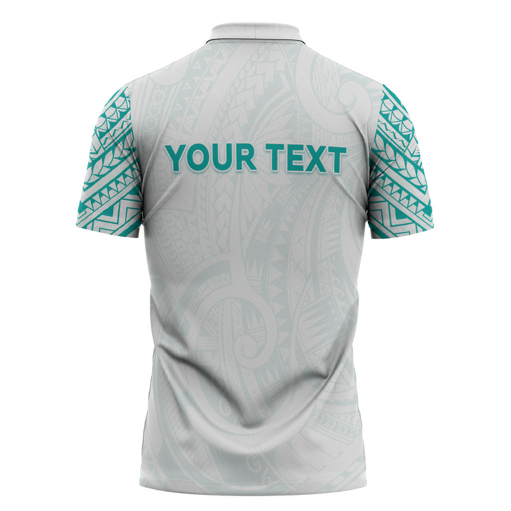 Personalised New Zealand Aotearoa Zipper Polo Shirt Nurse Tribal Teal Version