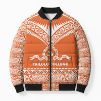 Personalised Tonga Tailulu College Bomber Puffer Jacket Tongan Kupesi Pattern