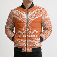Personalised Tonga Tailulu College Bomber Puffer Jacket Tongan Kupesi Pattern
