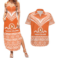Personalised Tonga Tailulu College Couples Matching Summer Maxi Dress and Hawaiian Shirt Tongan Kupesi Pattern
