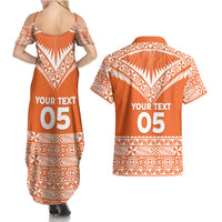 Personalised Tonga Tailulu College Couples Matching Summer Maxi Dress and Hawaiian Shirt Tongan Kupesi Pattern