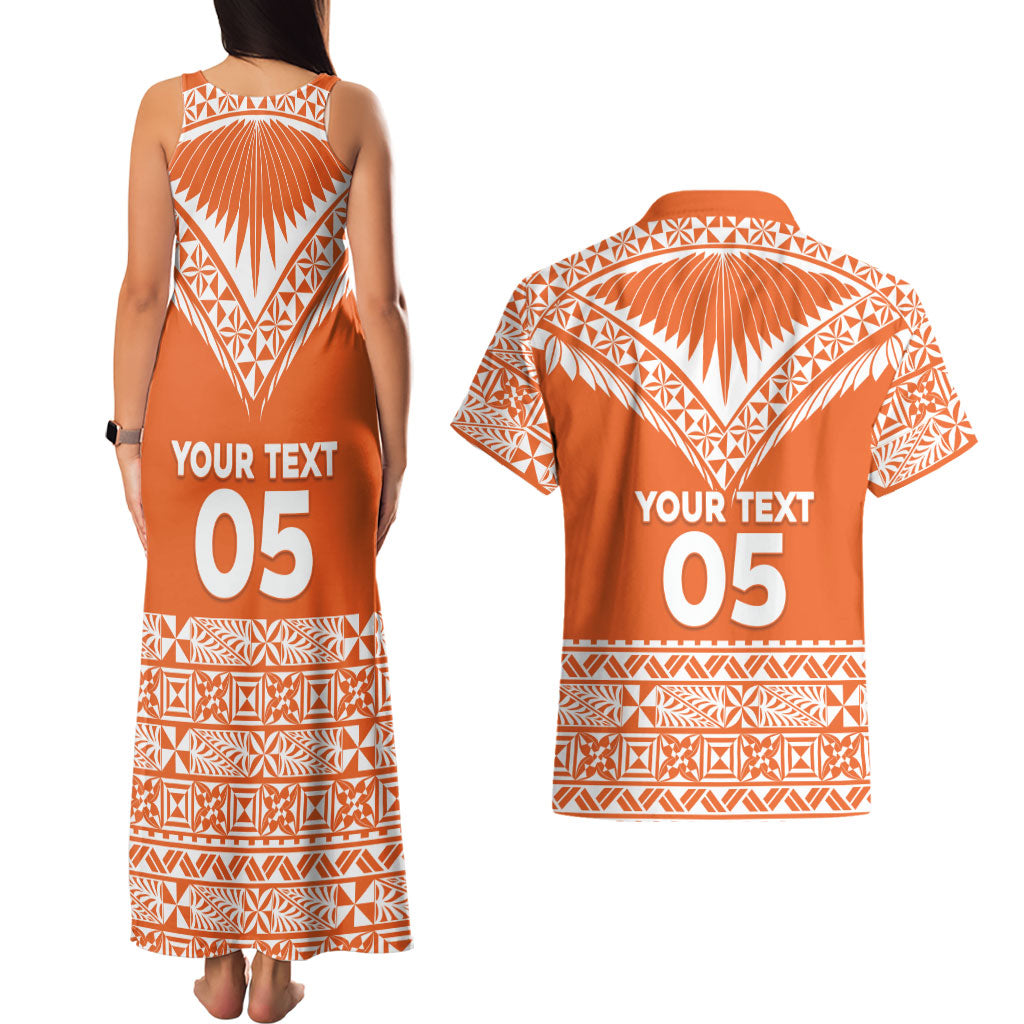 Personalised Tonga Tailulu College Couples Matching Tank Maxi Dress and Hawaiian Shirt Tongan Kupesi Pattern LT05 - Polynesian Pride