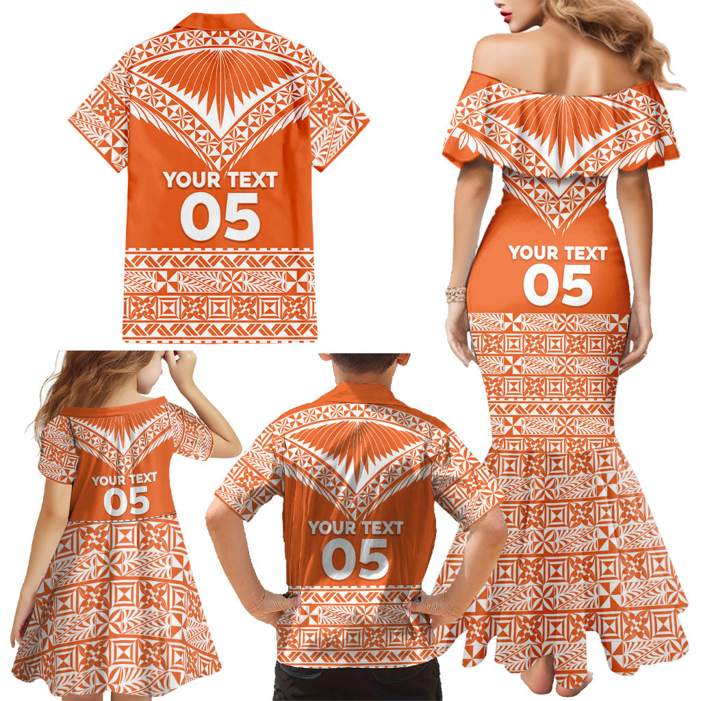 Personalised Tonga Tailulu College Family Matching Mermaid Dress and Hawaiian Shirt Tongan Kupesi Pattern