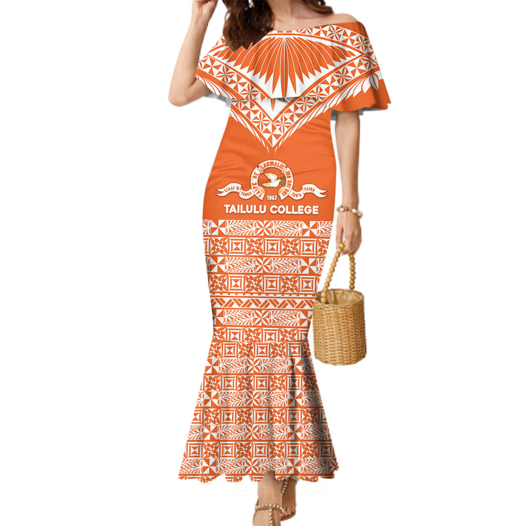Personalised Tonga Tailulu College Family Matching Mermaid Dress and Hawaiian Shirt Tongan Kupesi Pattern