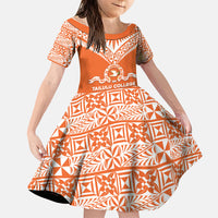 Personalised Tonga Tailulu College Family Matching Off The Shoulder Long Sleeve Dress and Hawaiian Shirt Tongan Kupesi Pattern